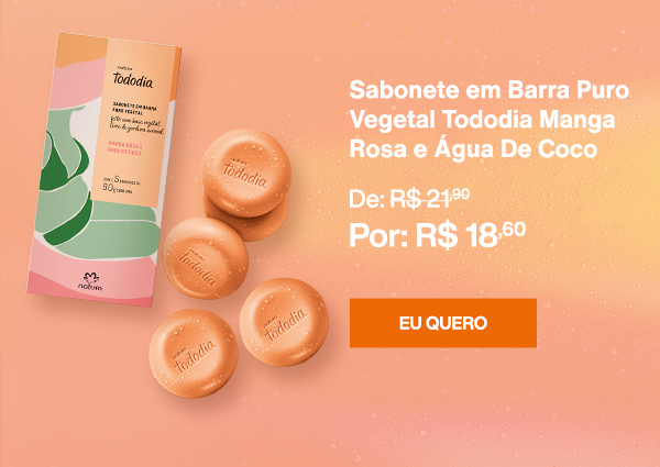 Sabonete em Barra Puro Vegetal Tododia Manga Rosa e Água De Coco