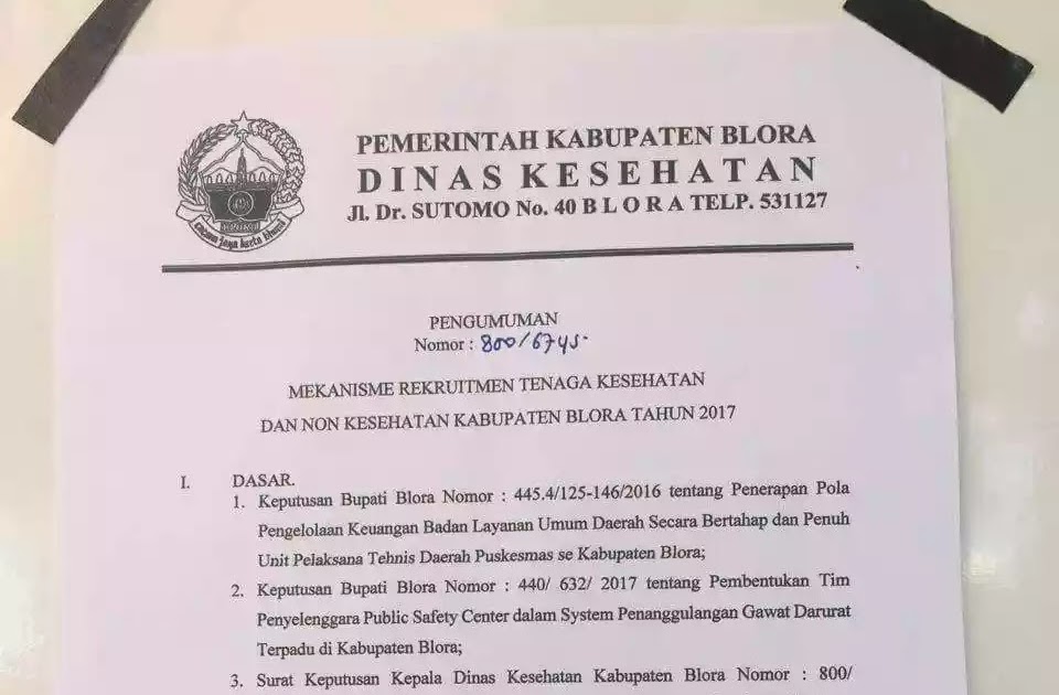 Lowongan Kerja Medis Terbaru di Dinkes Kabupaten Blora ...