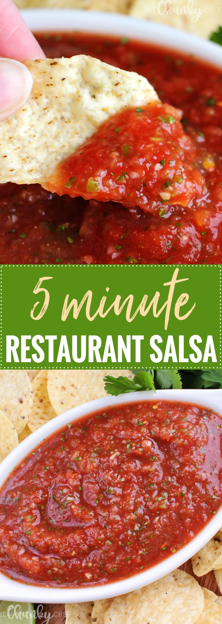 This easy homemade salsa recipe is a salsa recipe you can make at home with mostly pantry ingredients so it's budget friendly. 5 Minute Restaurant Salsa The Chunky Chef