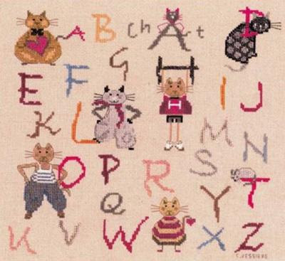J'adore les abécédaires et je suis comblée. Kit Broderie Point De Croix Abecedaire Chats Bonheur Des Dames