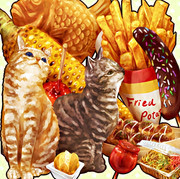 Ngagolak 猫 動物 食べ物 イラスト