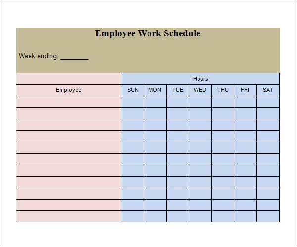 Employee Work Schedule Template Pdf : FREE 10+ Sample Employee Work