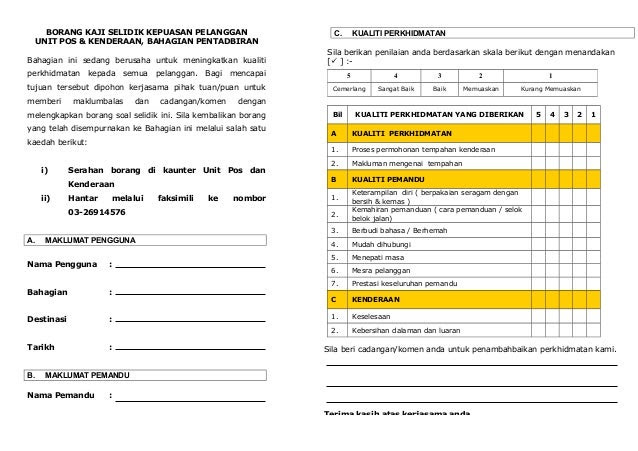 Contoh Borang Soal Selidik Bahagian A - Contoh Oliv