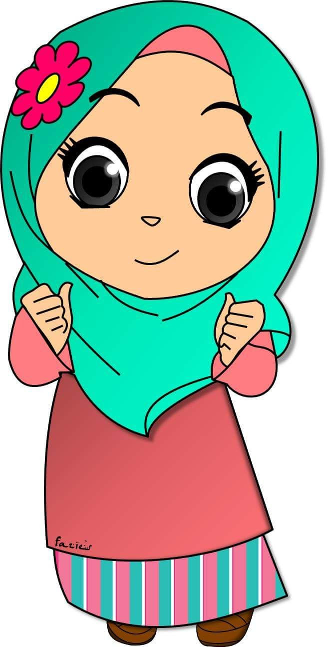 Gambar Kartun Muslimah  Hari Raya Top Gambar