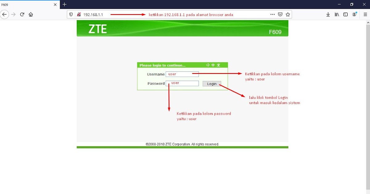Username Dan Password Zte F609 / Cara Login Modem Indihome ...
