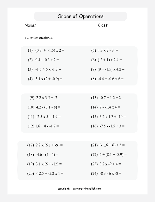 84 maths bodmas worksheets for grade 5
