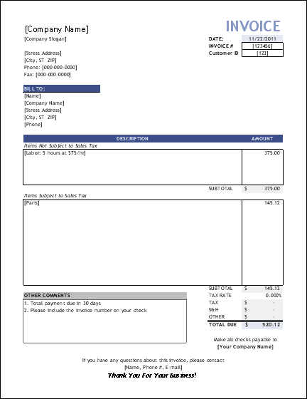 Contoh Invoice Gratis - Contoh 408