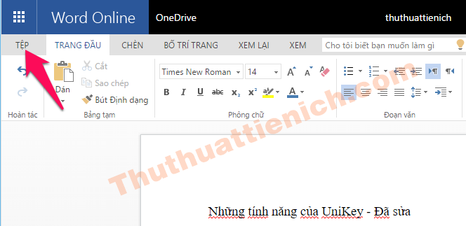 Nhấn nút Tệp