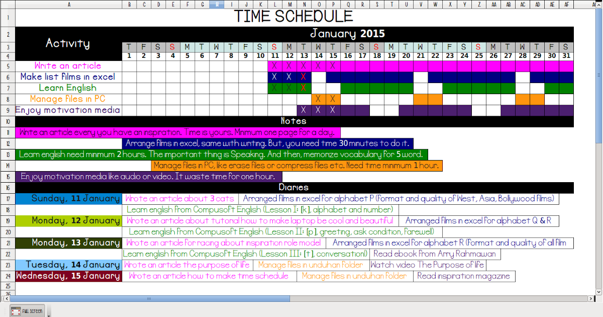 Cara Membuat Time Schedule Kegiatan - Ruang Sekolah