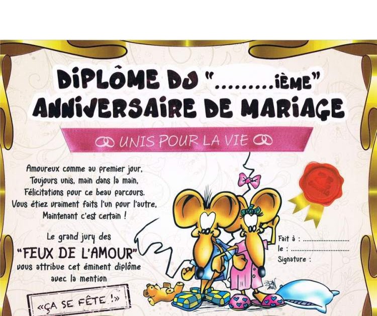 Diplome Anniversaire De Mariage 60 Ans