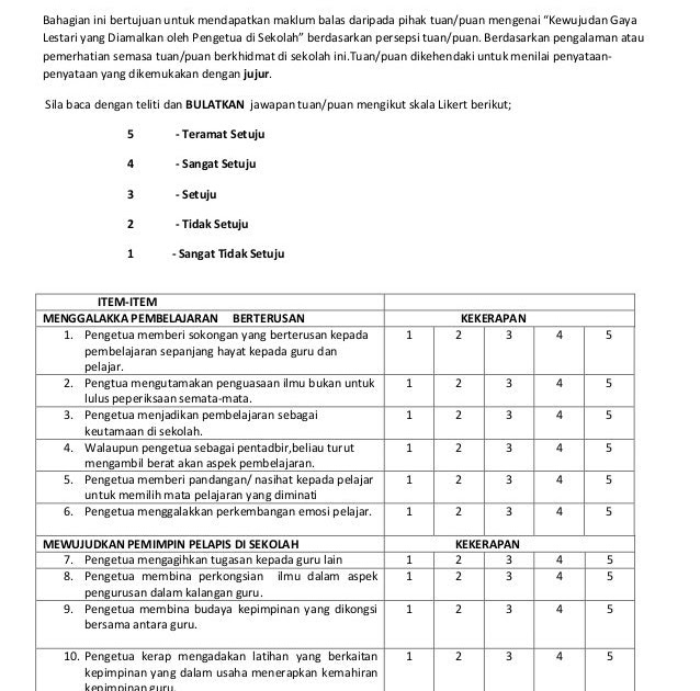 Contoh Borang Soal Selidik Gaya Hidup Sihat - Contoh 36