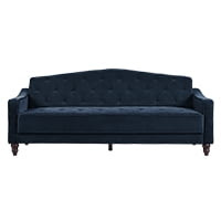 Novogratz Vintage Tufted Sofa Sleeper II, Navy Velour