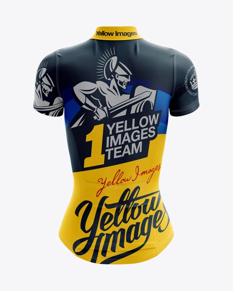 Download Women's Cycling Jersey PSD Mockup Back View