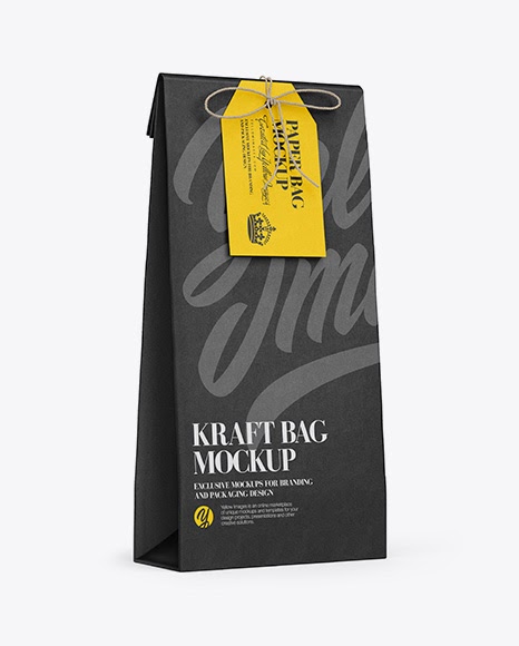 Download Free Mockups Kraft Paper Bag W/ Label Mockup - Half Side ...