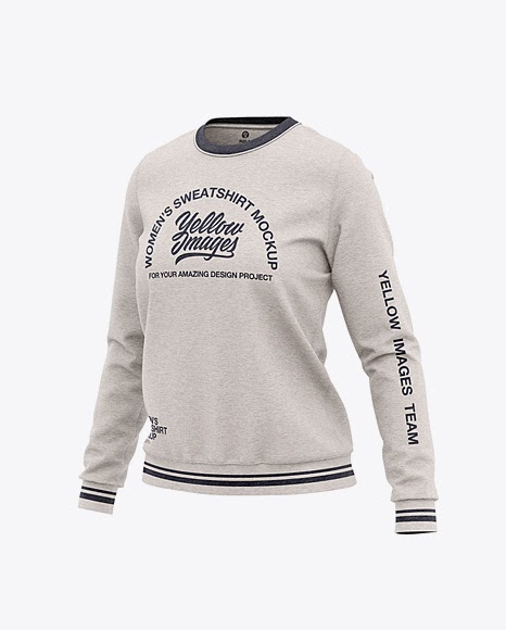 Download Women's Heather Crew Neck Sweatshirt Front Half Side View