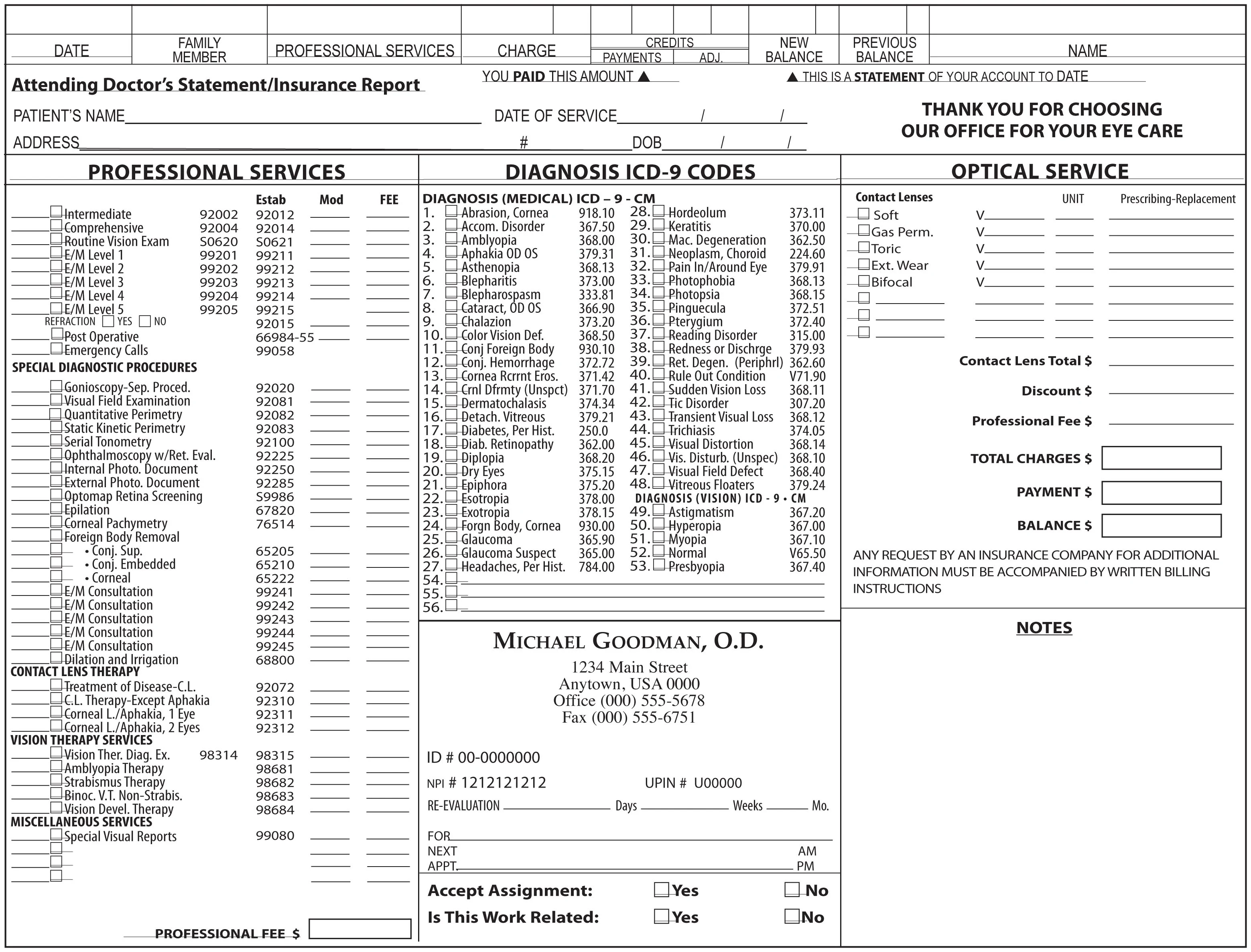 Primary Care Superbill Template