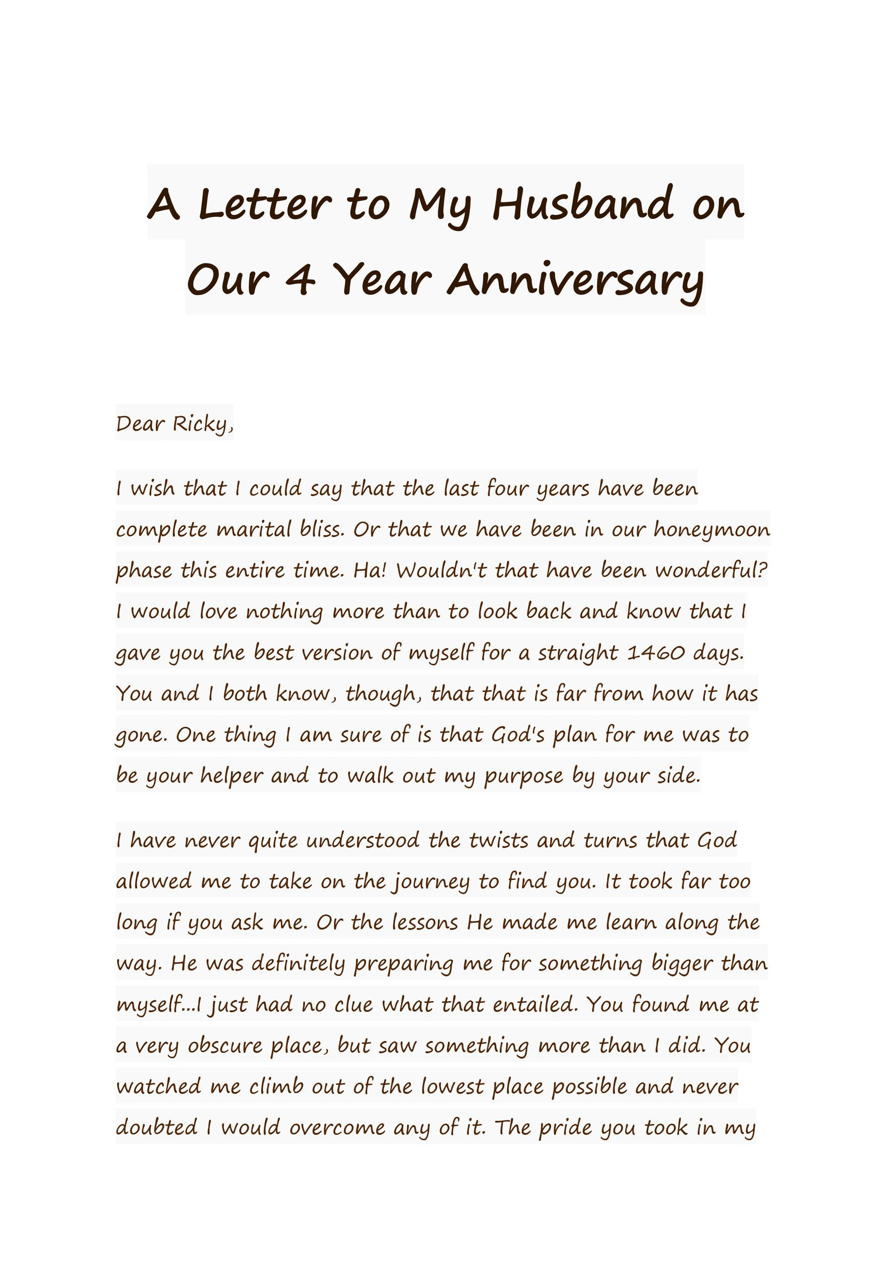 4th Wedding Anniversary Message For My Husband