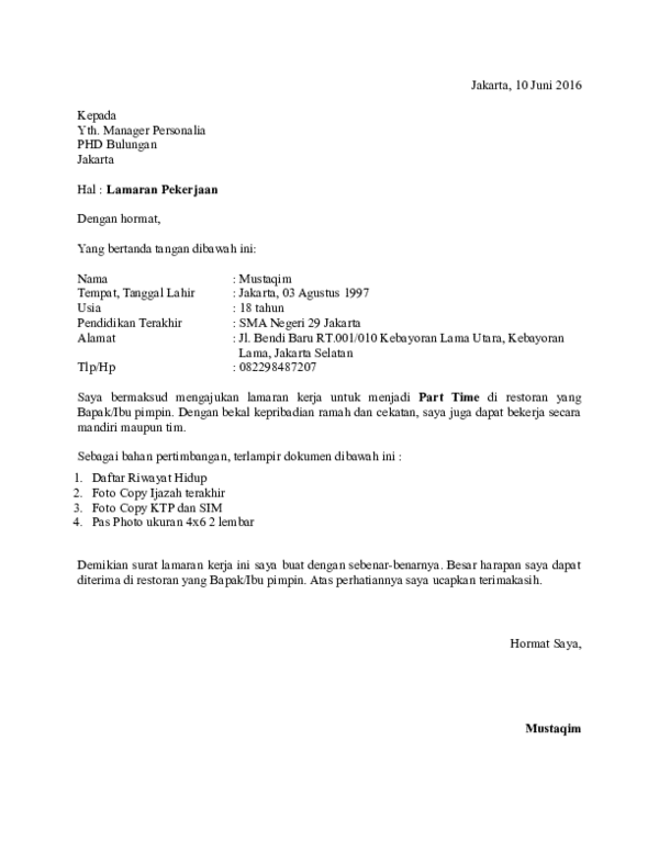 Contoh Surat Lamaran Kerja Barista Starbucks » Daily Blog Networks