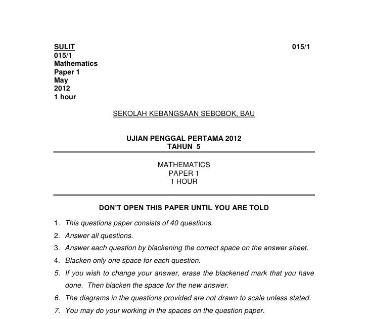 Soalan Matematik F4 - Kecemasan l