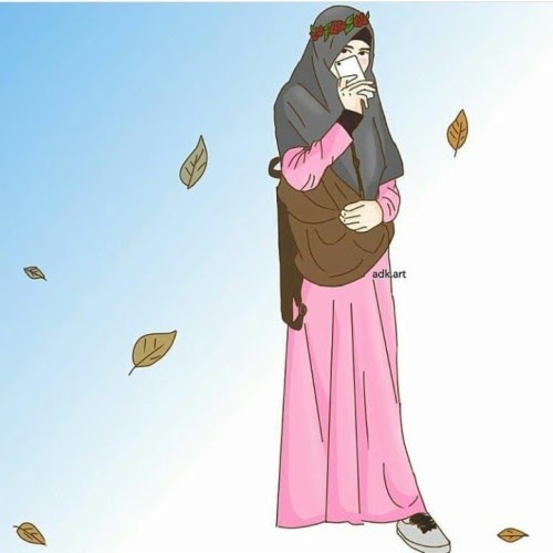  Foto  Kartun Hijab Gaul Voal Motif