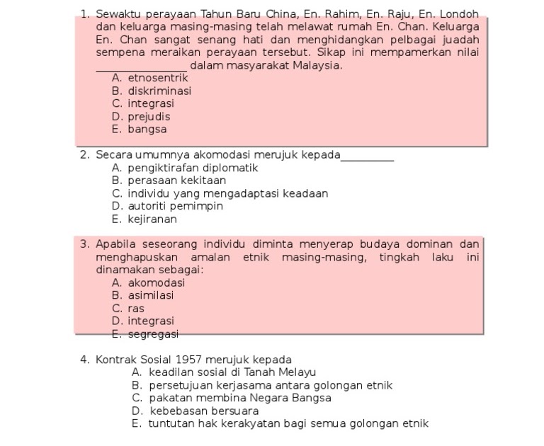 Soalan Past Year Hubungan Etnik Upsi - Setelan u