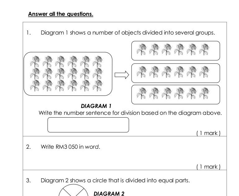 Contoh Soalan Latih Tubi Matematik Tahun 3 - Y Soalan