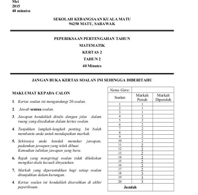 Soalan Peperiksaan Akhir Tahun Geografi Tingkatan 4 