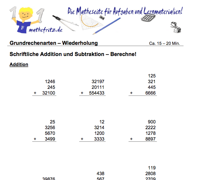 Matheaufgaben 5 Klasse Zum Ausdrucken Division ...