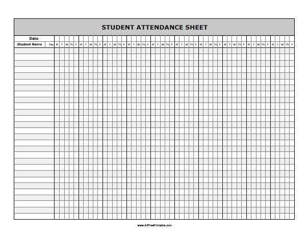 Choose to download any attendance sheet from making an attendance record is essential specially in schools and companies. Student Attendance Sheet Free Printable