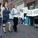 Erika Brannock, left, a bombing victim, and her mother, Carol Downing, headed to federal court in Boston on Wednesday.