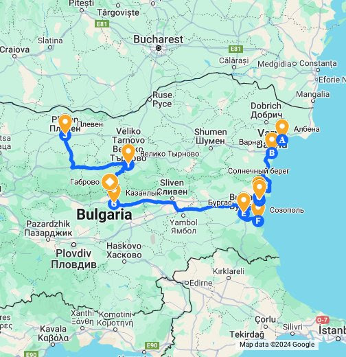 "Куда поехать в Болгарии на авто?" (Google Мои карты)