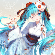 狐面 和風 かっこいい 女の子 イラスト 1345