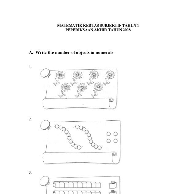 Soalan Exam Matematik Tahun 1 - Terengganu v