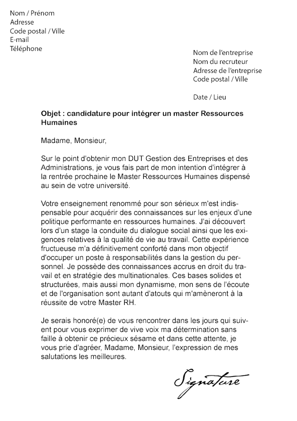 Lettre De Motivation Université Paris Dauphine