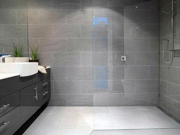 Home Architec Ideas Grey Bathroom Wall Tiles Design