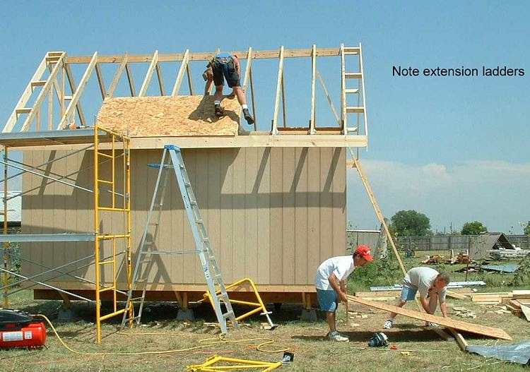 storage building: shed roof ridge beam