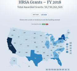 screenshot of the interactive map on data.hrsa.gov