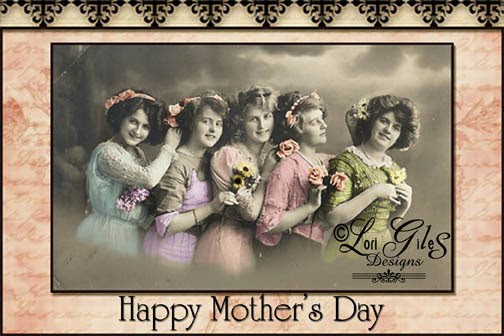 Classic Antique Mother's Day Card depicting Sisters saying hello.