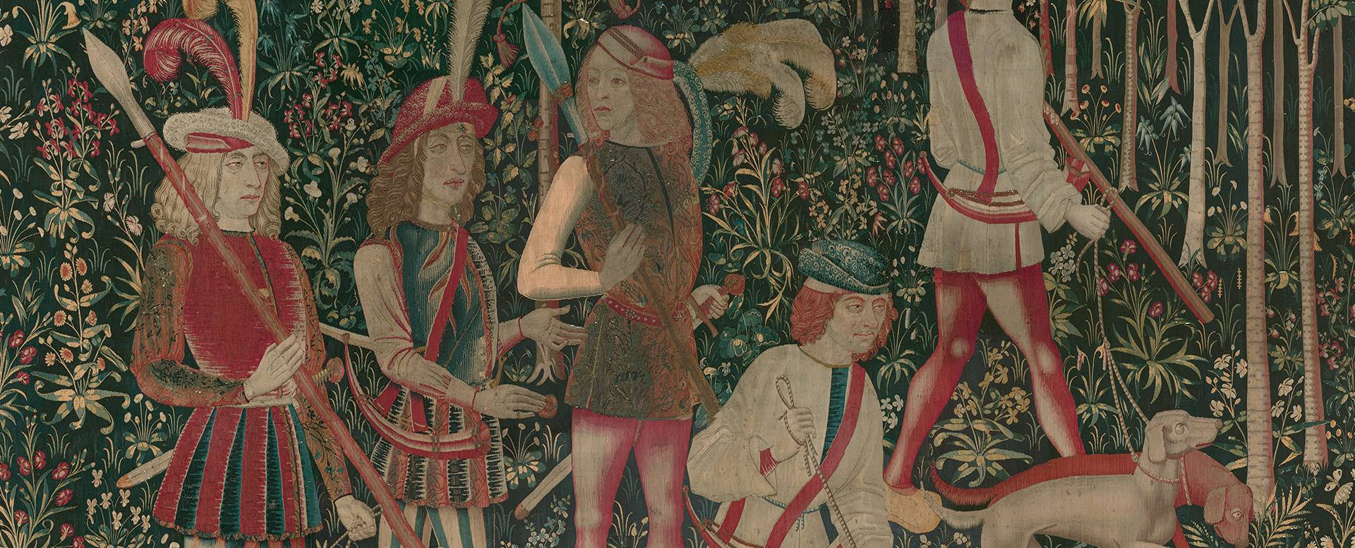 Detalhe de uma tapeçaria que é uma das sete cortinas do Claustro que retratam a caça ao unicórnio, uma criatura mítica mencionada pela primeira vez pelo médico grego Ctesias no século IV a.C.