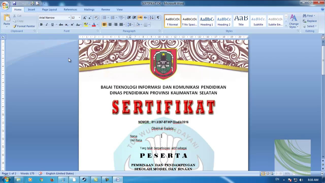 [Tutorial] Cara Membuat Piagam Di Word | Dengan Gambar - Belajar Ms