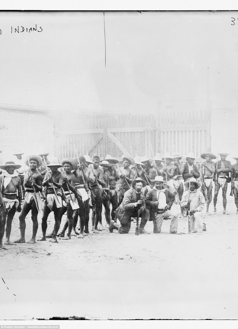 Yaqui Indians, some with bows and arrows and others with guns, pictured in 1911. The last recorded conflict between Native Americans and the U.S army involved the Yaqui 