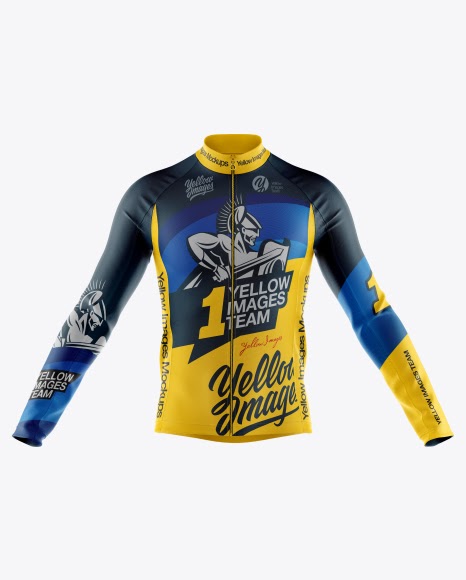 Download Free PSD Mockup Men's Full-Zip Cycling Jersey With Long Sleeve Mockup - Front View Object ...