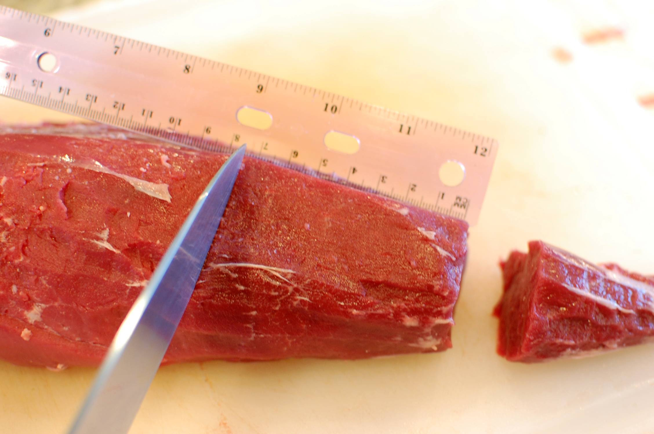 Now your tenderloin should be large enough to cut 1 1/2 inch steaks. How To Butcher Trim And Cut A Whole Beef Tenderloin A K A Pismo Into Filet Mignon Steaks The 350 Degree Oven