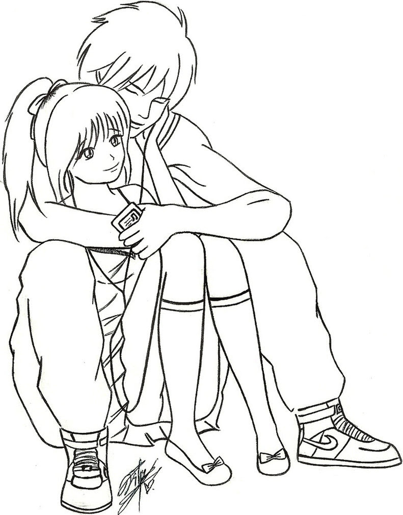 Images Of Cute Anime Girl And Boy Hugging Drawing
