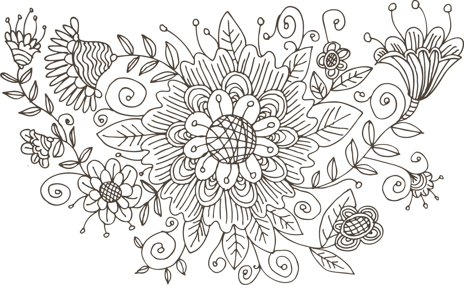 新鮮な花 おしゃれ イラスト モノクロ 美しい花の画像