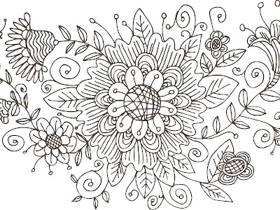 画像 手書き 花 イラスト 白黒 ライン 897808