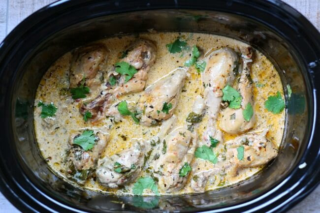 Easy crock pot recipe for chicken legs. Slow Cooker Spicy Coconut Chicken Drumsticks 365 Days Of Slow Cooking And Pressure Cooking