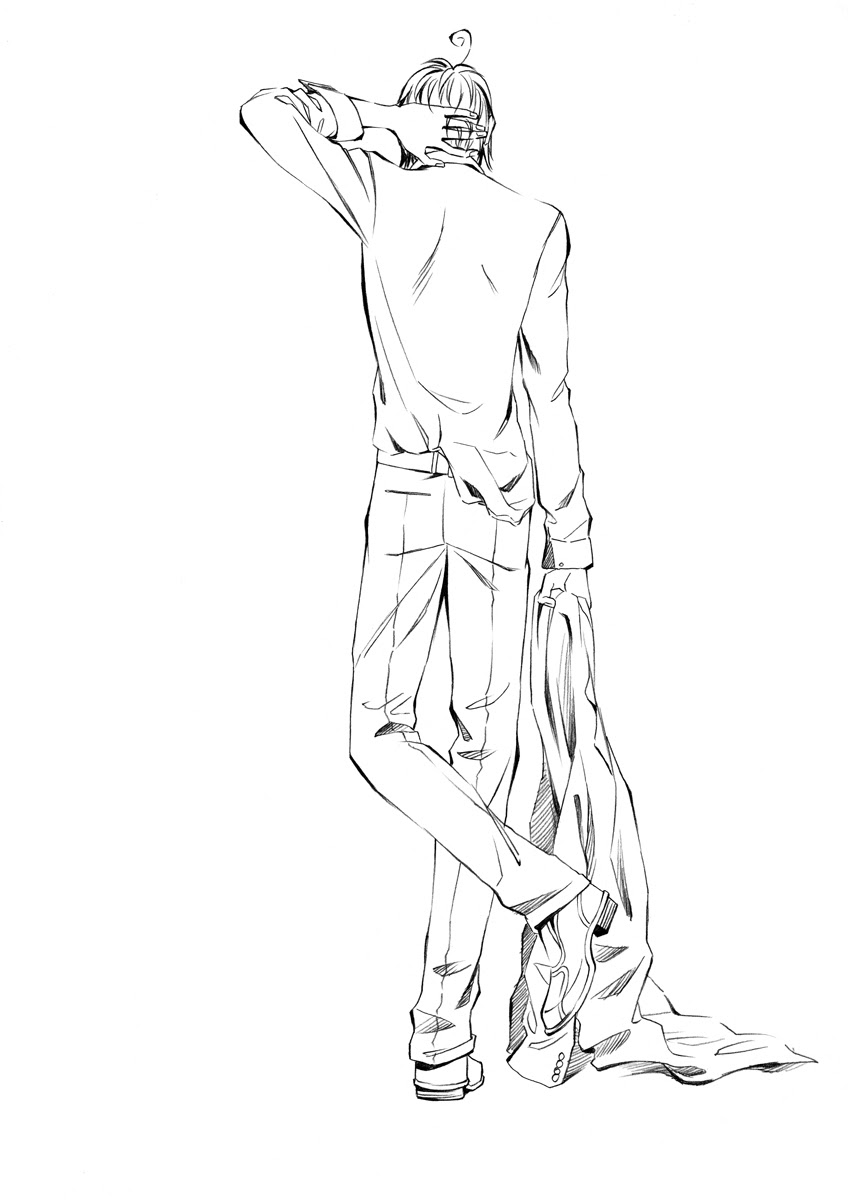 無料イラスト画像 ベスト男 後ろ姿 イラスト
