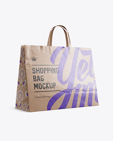 Download Glossy Kraft Paper Shopping Bag Mockup - Halfside View ...