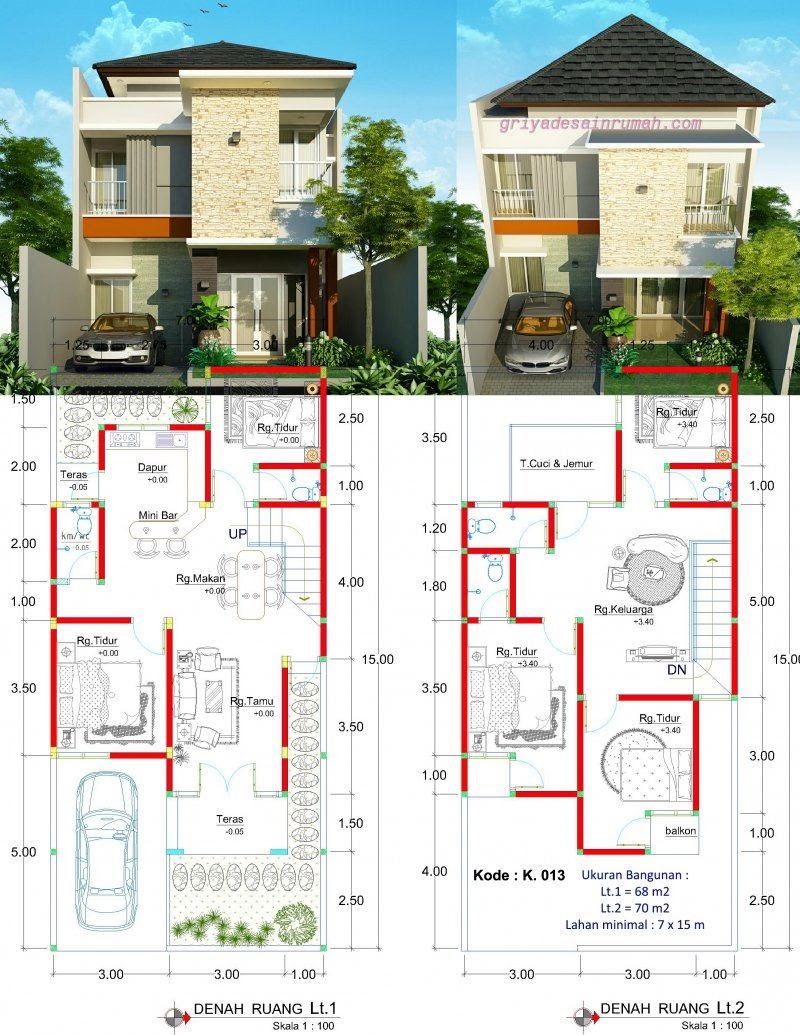 Top Info Desain Rumah 11 X 15 2 Lantai, Rumah Minimalis 2 Lantai